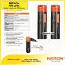 Nicron | NRB-L3400 |Rechargeable18650 Li-Ion Battery w/ USB Hole
