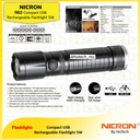 NICRON N62 | Compact USB Rechargeable Flashlight | 300 Lumen Senter