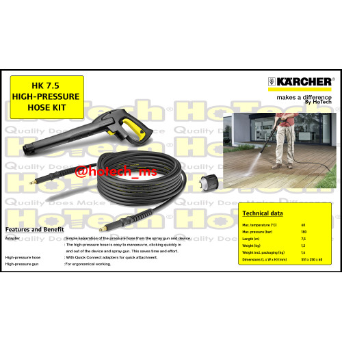 Karcher Extension Hose | HK 7.5 | High Pressure Hose Kit