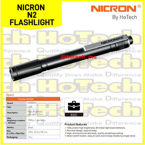 NICRON N2 | High Brightness  Pen Style  Flashlight | 100 Lumen