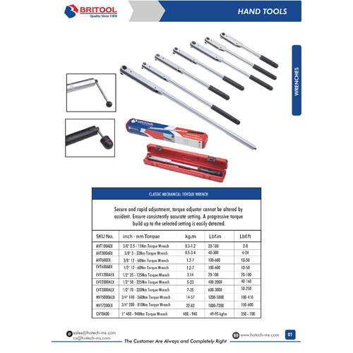 Britools | AVT300A | AVT 300A | Torque Wrench | Kunci Moment 3/8"