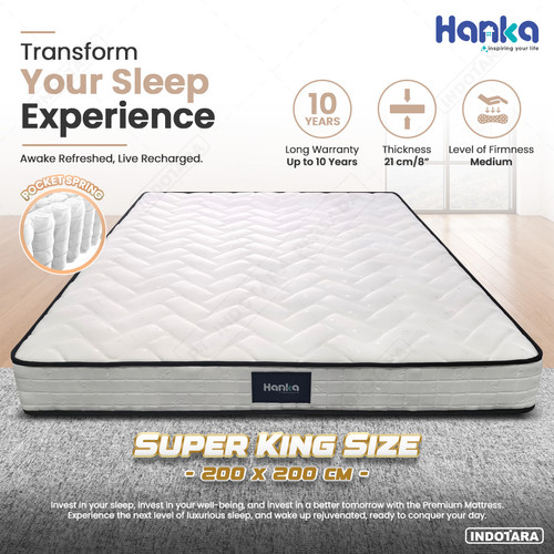 Kasur Spring Bed IN A BOX HANKA POCKET Ukuran 200X200 FREE BANTAL