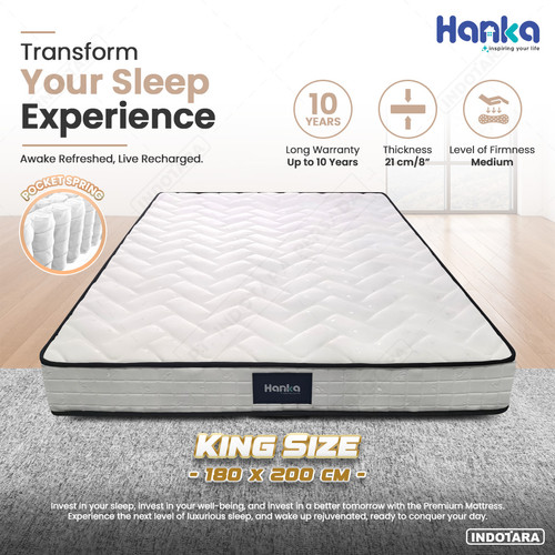 Kasur Spring Bed IN A BOX HANKA POCKET Ukuran 180X200 FREE BANTAL