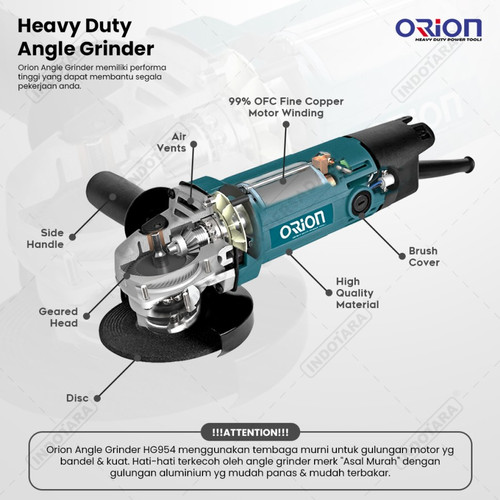 Mesin Gerinda Tangan 4 1/2 Inch / Angle Grinder Orion - HG-954V (Variable Speed) 4 1/2 Inch