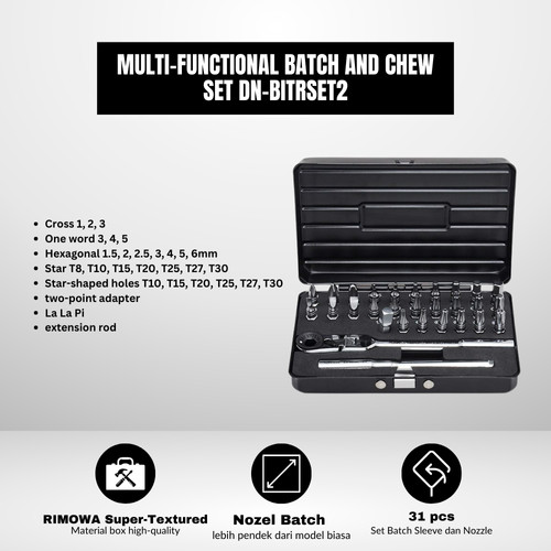Kunci Set Bengkel DEEN DN-BITRSET2 Bit & Bit Ratchet Set Handle Mata Obeng - Original Japan