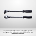 Handle Socket DEEN DNR3F-08 SQ 3/8"  Full Trun Round Compact Head Swivel Ratchet Gagang Soket Kepala Fleksibel - Original Japan