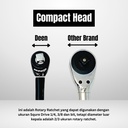 Handle Shock Putar DEEN DNR-60TWS SQ 2in1 1/4" & 3/8" Quick Twist Kunci Ratchet Wrench - Original Japan