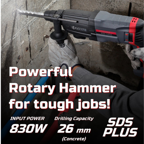 Mesin Bor Beton Listrik KYOCERA AED2630VR 26mm 3 Mode SDS Plus Rotary Hammer Speed Hammer 4600 830W - Ryobi