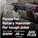 Mesin Bor Beton Listrik KYOCERA AED2630VR 26mm 3 Mode SDS Plus Rotary Hammer Speed Hammer 4600 830W - Ryobi