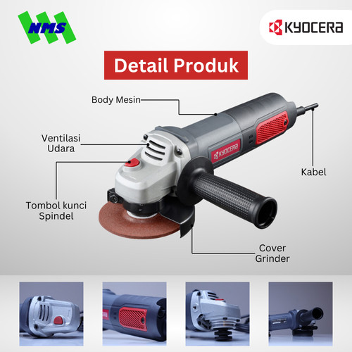 Mesin Gerinda Listrik KYOCERA AG1000T 100mm Toggle Switch Angle Grinder 4 Inci 720W - Ryobi