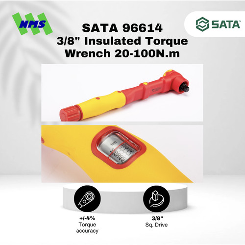 Kunci Torsi SATA 96614 VDE 3/8" Insulated Torque Wrench 20-100 Nm Tahan Listrik - Motor Mobil EV Electric Vehicle