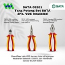 Tang Potong Set SATA 09261 3Pc. VDE Insulated Pliers Set Tahan Listrik - Motor Mobil EV Electric Vehicle