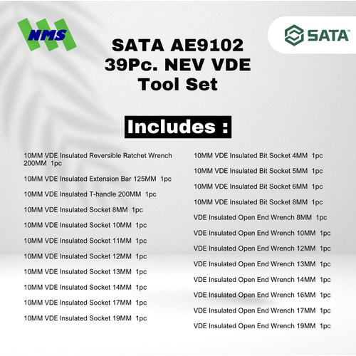 Kunci Set SATA AE9102 39Pc. NEV VDE Tool Set Tahan Listrik - Motor Mobil EV Electric Vehicle