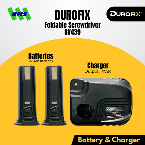 Durofix RV439 Foldable Cordless Screwdriver / Bor Obeng Baterai Elektrik Portable Lipat 4V Torsi 5.6Nm Adjustable Clutch