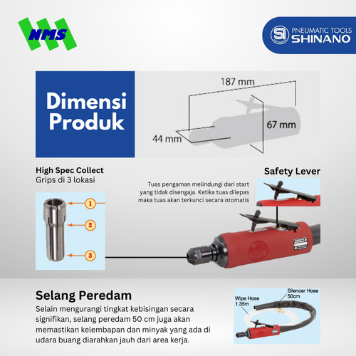 DIE GRINDER Shinano SI-SG60E-6L Mesin Gerinda Angin High Power Model