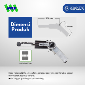 Mesin Amplas Angin Shinano SI-2700LS Air Belt Sander Putar 120 Derajat 13mm x 460mm Speed 15000 rpm