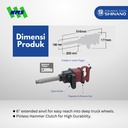 Mesin Impek Angin Shinano SI-1876 1" Air Impact Wrench Long Anvil Pinless Hammer Pengencang Baut Maks Torsi 2300Nm Speed 4400 rpm