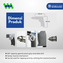 Mesin Bor Angin Shinano SI-5305A 3/8" Reversible Air Drill Kapasitas Chuck 10mm 2000 rpm