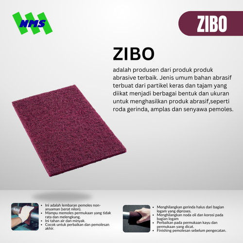 Serabut Amplas Zibo AAX67-1H Scouring Abrasive Pad 15cm x 23cm Merah maroon Grit #320 Penghalus Bekas Gerinda
