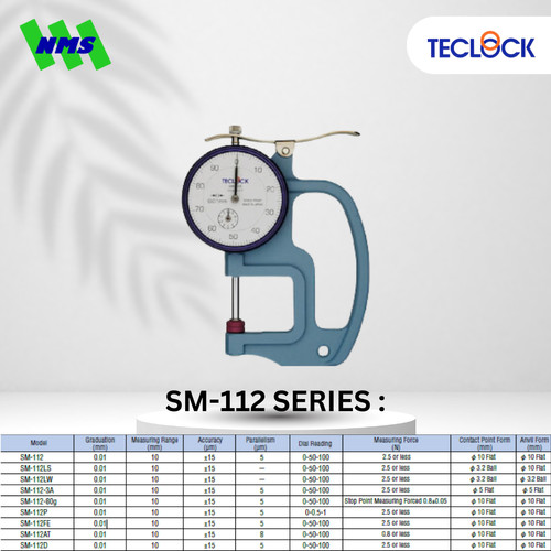 Alat Ukur Ketebalan TECLOCK SM-112-80G Dial Thickness Gauge 10mm 0.8N