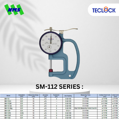 Alat Ukur Ketebalan TECLOCK SM-112FE Dial Thickness Gauge 10mm