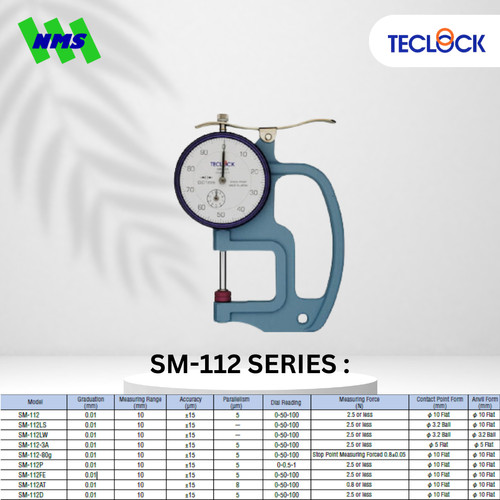 Alat Ukur Ketebalan TECLOCK SM-112LW Dial Thickness Gauge 10mm