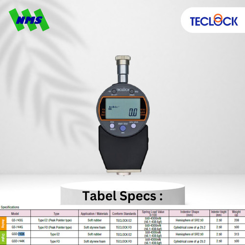 TECLOCK GSD-743K Durometer Hardness Tester 4300mN Shore E2 Digital