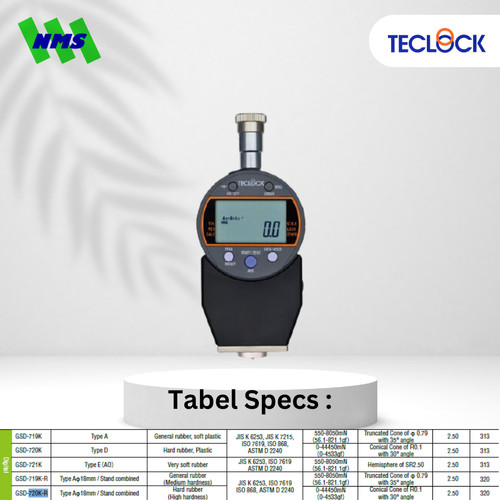 TECLOCK GSD-720K-R Durometer Hardness Tester 44450mN Shore A Digital