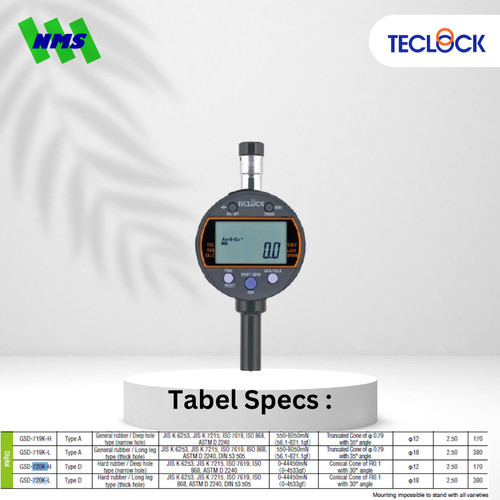 TECLOCK GSD-720K-H Durometer Hardness Tester 44450mN Shore D Digital