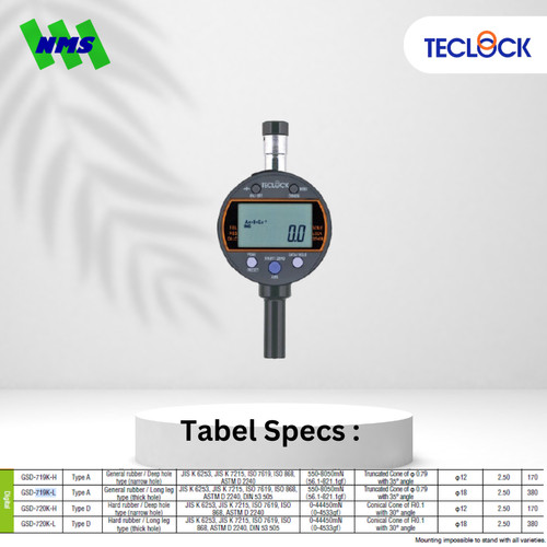 TECLOCK GSD-720K Durometer Hardness Tester 44450mN Shore D Digital