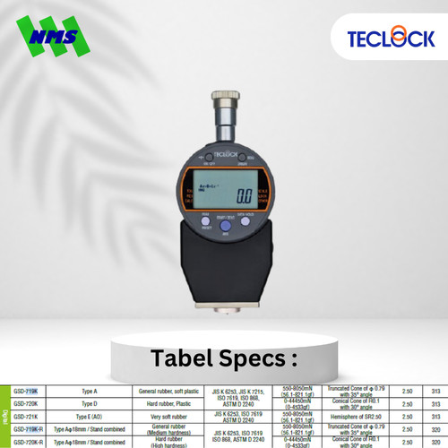 TECLOCK GSD-719K-R Durometer Hardness Tester Shore A Digital Mountable