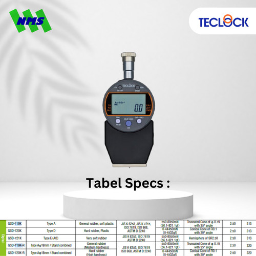 TECLOCK GSD-719K Durometer Hardness Tester 550-8050mN Shore A Digital