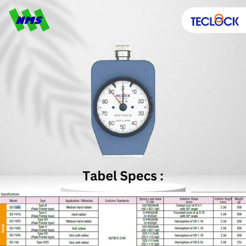 TECLOCK GS-753G Durometer Hardness Tester 8050mN Shore O Soft Rubber