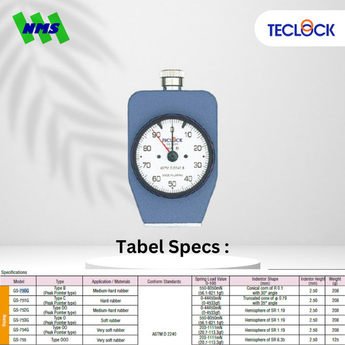 TECLOCK GS-752G Durometer Hardness Tester 44450mN Shore D0 Medium Hard