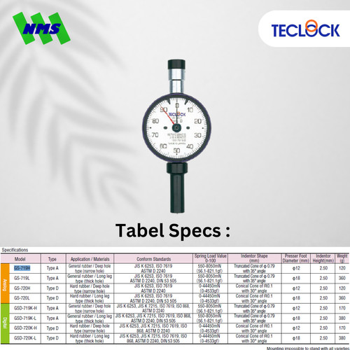 TECLOCK GS-719H Durometer Hardness Tester 8050mN Shore A Deep Hole