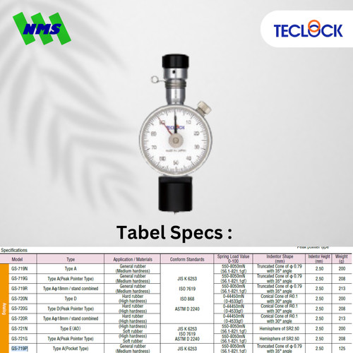 TECLOCK GS-719P Durometer Hardness Tester 8050mN Shore A Medium Hard