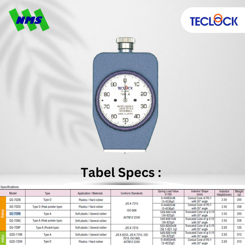 TECLOCK GS-709N Durometer Hardness Tester 8061mN Shore A Soft Plastic