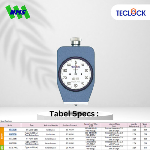TECLOCK GS-703G Durometer Hardness Tester 44100mN JIS C Hard Rubber