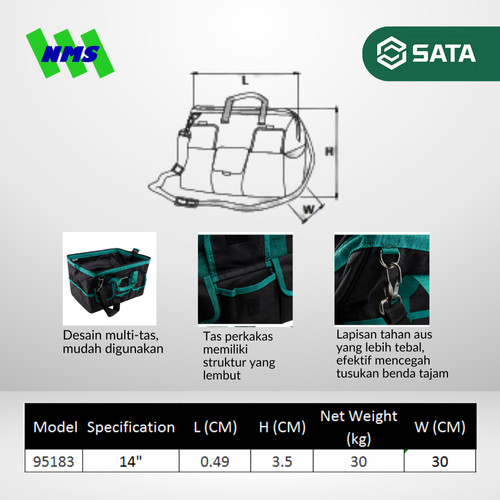Tas Perkakas SATA 95183 Portable Tool Bag 14" Inch