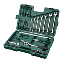 Tool Kit Set 26 Pcs 1/2 Inch 09502 Metric SATA TOOLS 10-24mm - Kunci Kombinasi Pas Ring Obeng Tang Ratchet Extenstion