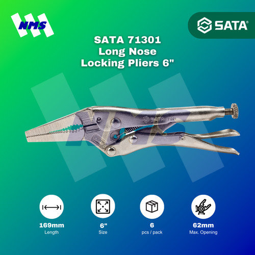 Tang Jepit SATA 71301 6" Inch Long Nose Locking Pliers Bukaan 62mm