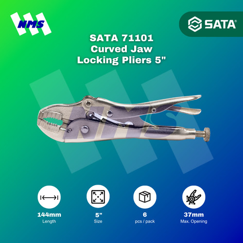 Tang Buaya SATA 71101 5" Inch Curved Jaw Locking Pliers Bukaan 37mm