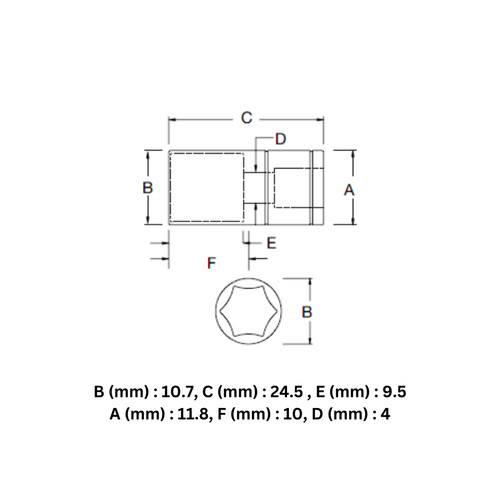 Kunci Soket SATA 11307 1/4" Dr. 6Pt. Socket 7mm