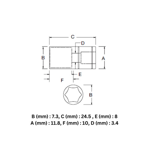 Kunci Soket SATA 11303 1/4" Dr. 6Pt. Socket 4.5mm