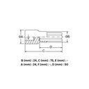 Kunci L Soket SATA 24207 1/2" Dr. 50L Hex Bit Socket 12 mm