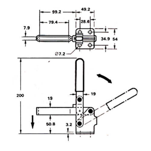 RELUX RX-128-1 Toggle Clamp Vertical Handle 172 Kg