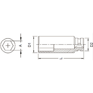 Kunci Shock GENIUS 649538 Deep Impact Sockets 3/4" x 38mm 6pt. L=90mm