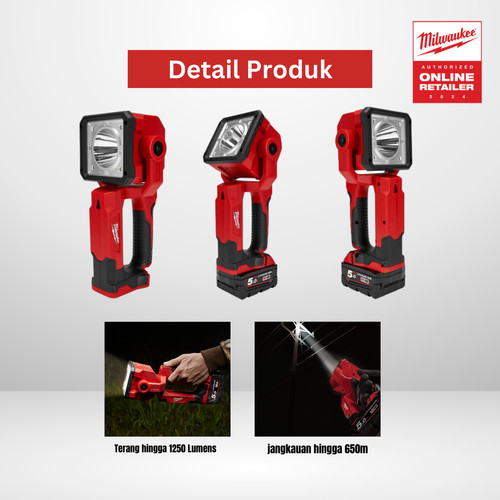Lampu Senter Milwaukee M18 SLED-0 LED Search Light Super Terang
