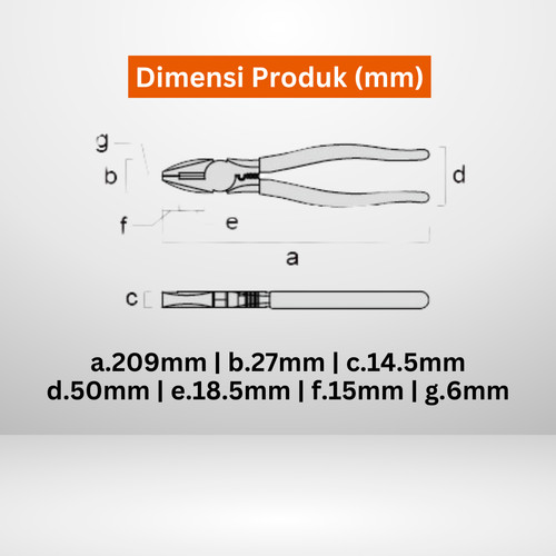 Tang Potong FUJIYA 1050H-200 Side Cutting Pliers Japan 200mm 8 Inci
