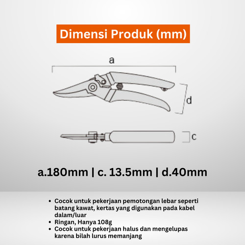 Gunting Listrik FUJIYA FM04-180N Electrical Work Scissors Japan